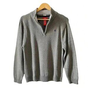 IZOD Sweater 1/4 Zip Pullover 100% Cotton Grey Boys Size XL